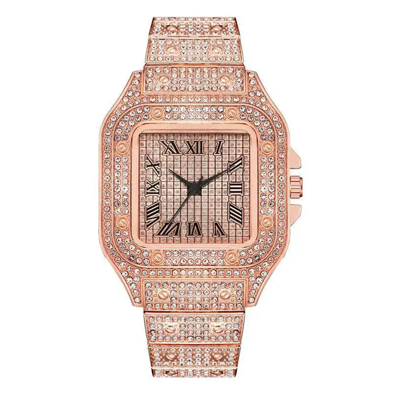 Luxury Gold Watch – Men’s & Women’s Diamond Rhinestone Wristwatch