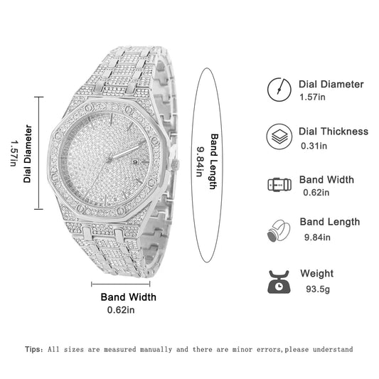 Men’s Iced Out Luxury Watch – Gold Hip Hop Diamond Style