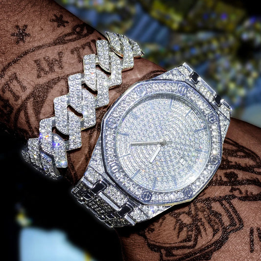 Men’s Iced Out Luxury Watch – Gold Hip Hop Diamond Style
