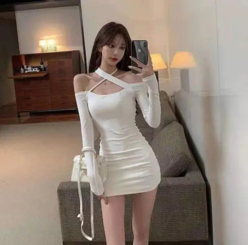 Sexy Halter Off-Shoulder Bodycon Maxi Dress