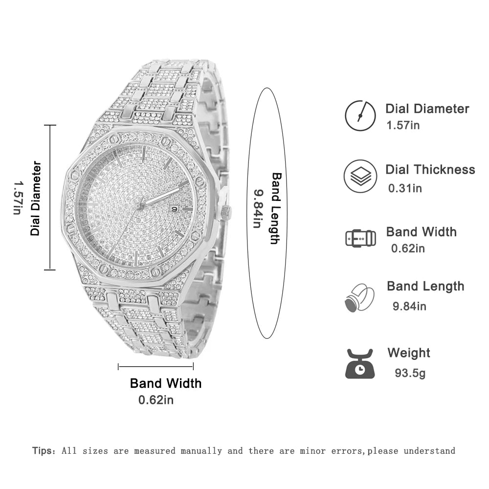 Men’s Iced Out Luxury Watch – Gold Hip Hop Diamond Style