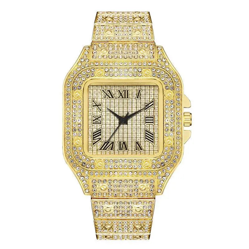 Luxury Gold Watch – Men’s & Women’s Diamond Rhinestone Wristwatch