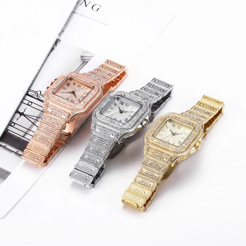 Luxury Gold Watch – Men’s & Women’s Diamond Rhinestone Wristwatch