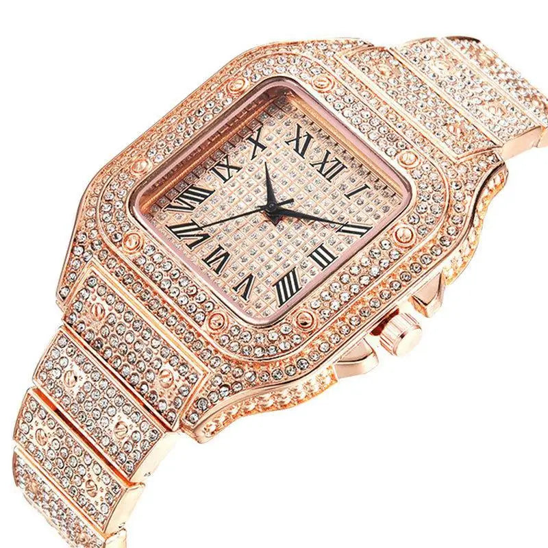 Luxury Gold Watch – Men’s & Women’s Diamond Rhinestone Wristwatch