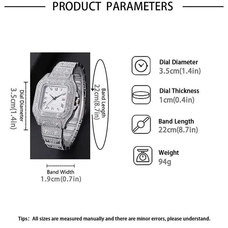Luxury Gold Watch – Men’s & Women’s Diamond Rhinestone Wristwatch